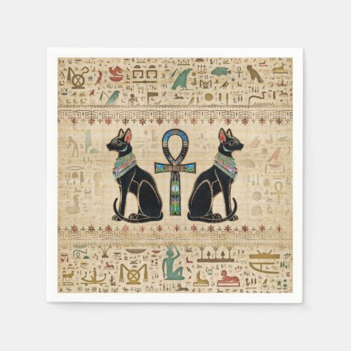 Egyptian Cats and ankh cross Napkins