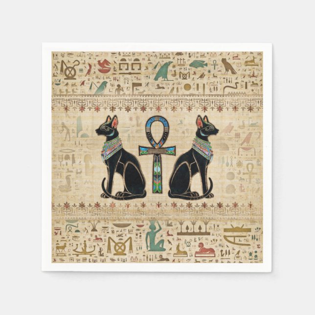 Egyptian Cats and ankh cross Napkins (Front)