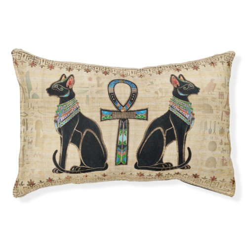Egyptian Cats and ankh cross Pet Bed