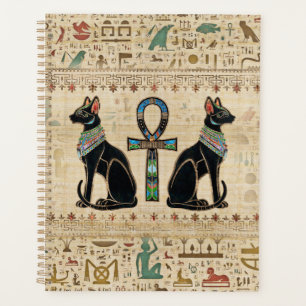 Egyptian Cats and ankh cross Planner