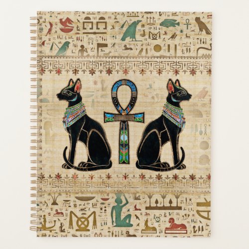 Egyptian Cats and ankh cross Planner