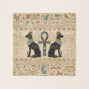 Egyptian Cats and ankh cross Scarf