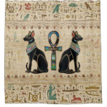 Egyptian Cats and ankh cross Shower Curtain