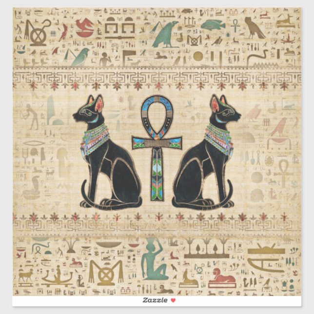 Egyptian Cats and ankh cross Sticker (Sheet)