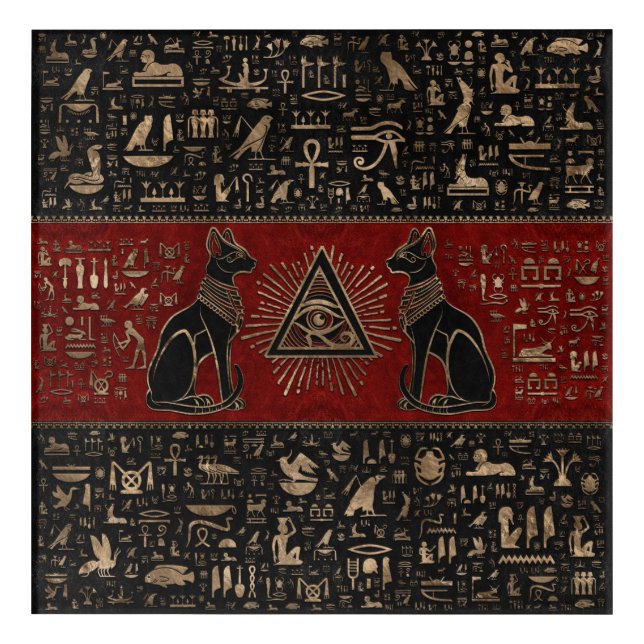 Egyptian Cats and Eye of Horus Acrylic Print (Front)