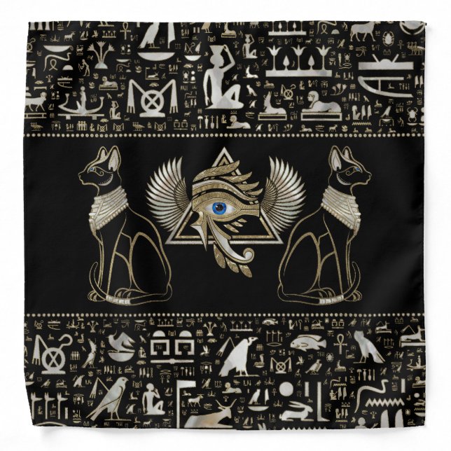 Egyptian Cats and Eye of Horus Bandana (Front)