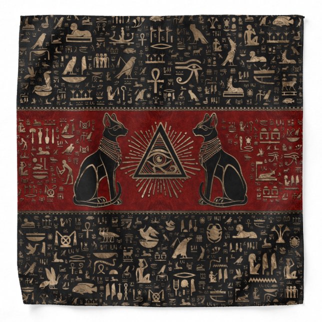 Egyptian Cats and Eye of Horus Bandana (Front)