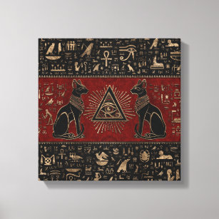 Egyptian Cats and Eye of Horus Canvas Print