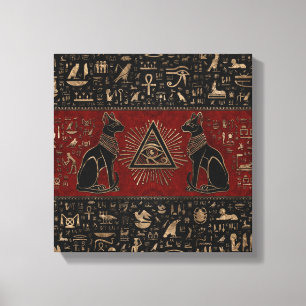 Egyptian Cats and Eye of Horus Canvas Print