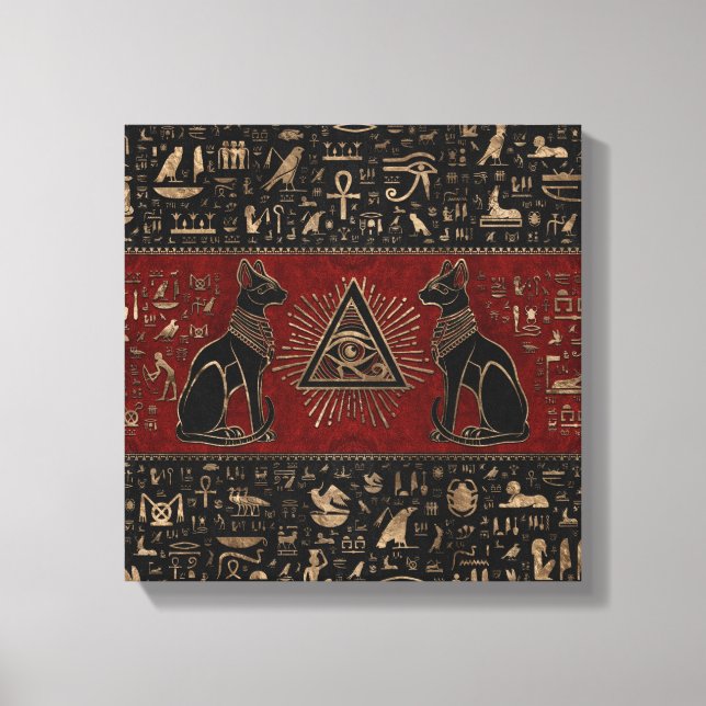 Egyptian Cats and Eye of Horus Canvas Print (Front)