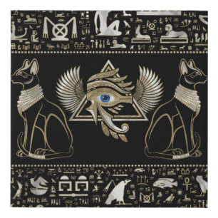 Egyptian Cats and Eye of Horus Faux Canvas Print