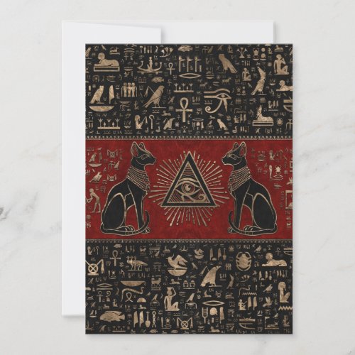 Egyptian Cats and Eye of Horus Holiday Card