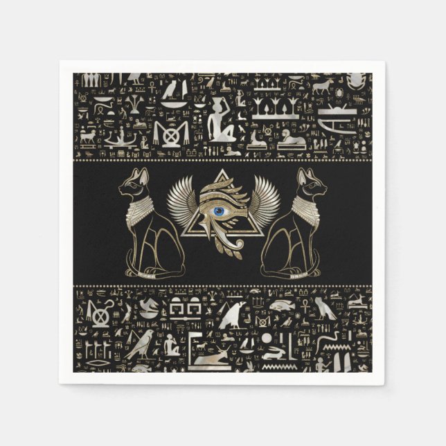 Egyptian Cats and Eye of Horus Napkins (Front)