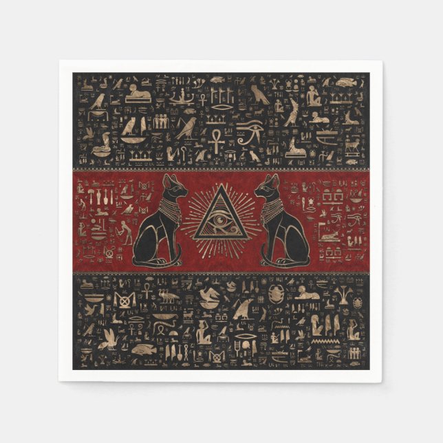 Egyptian Cats and Eye of Horus Napkins (Front)