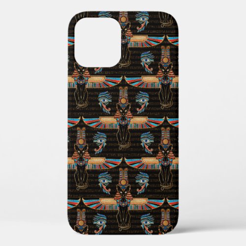 Egyptian Cats and Eye of Horus pattern iPhone 12 Case