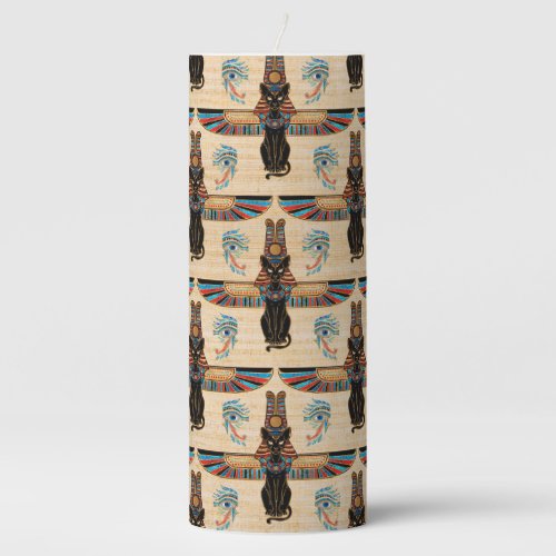 Egyptian Cats and Eye of Horus pattern Pillar Candle