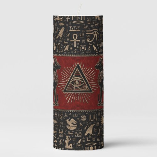 Egyptian Cats and Eye of Horus Pillar Candle