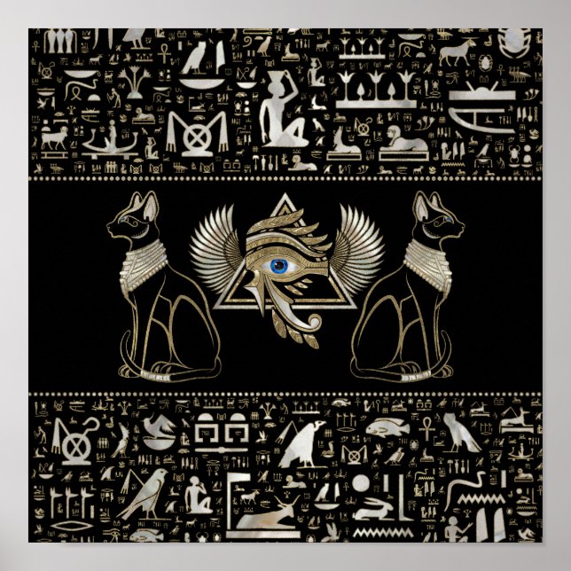 Egyptian Cats and Eye of Horus Poster (Front)