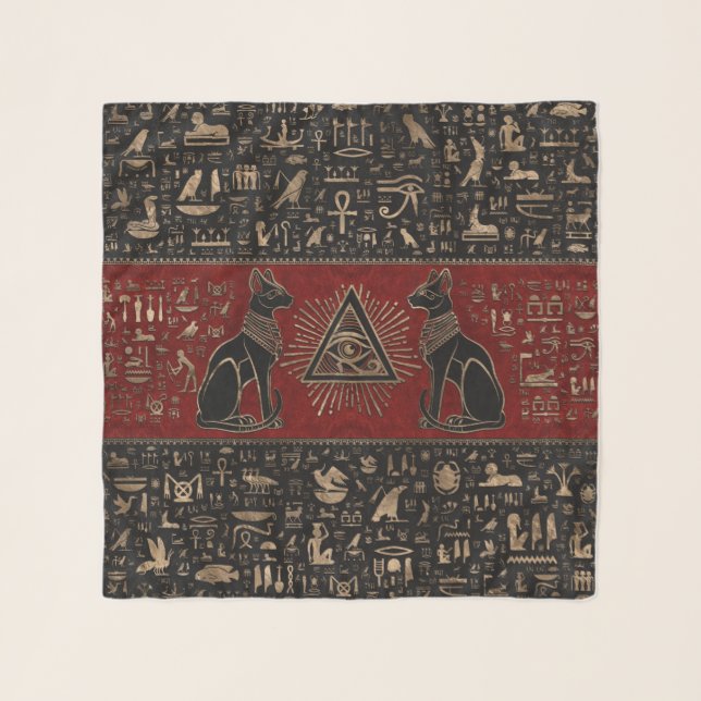 Egyptian Cats and Eye of Horus Scarf (Front)
