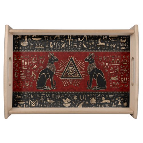 Egyptian Cats and Eye of Horus Serving Tray