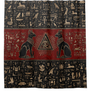 Egyptian Cats and Eye of Horus Shower Curtain
