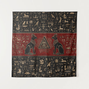 Egyptian Cats and Eye of Horus Tapestry