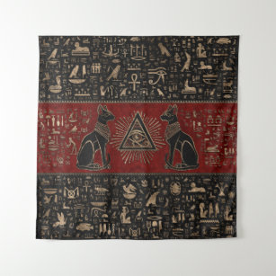 Egyptian Cats and Eye of Horus Tapestry