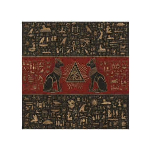 Egyptian Cats and Eye of Horus Wood Wall Art