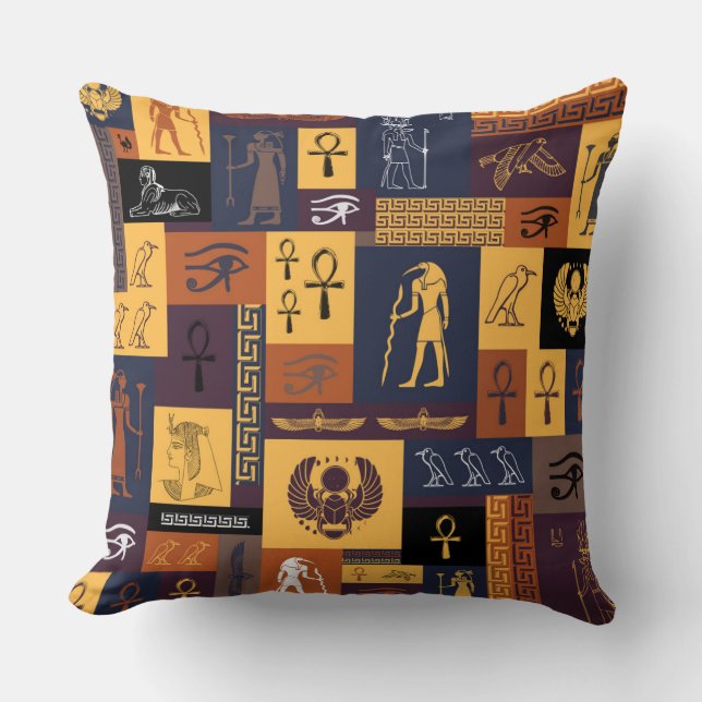 Egyptian Collage Throw Pillow (Front)
