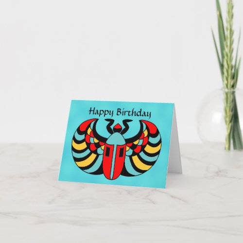 Egyptian Colorful Vibrant Scarab Beetle Birthday Card