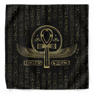 Egyptian Cross - Ankh - Gold and black Bandana