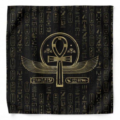 Egyptian Cross _ Ankh _ Gold and black Bandana