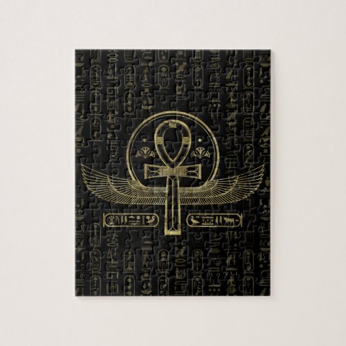 Egyptian Cross _ Ankh _ Gold and black Jigsaw Puzzle