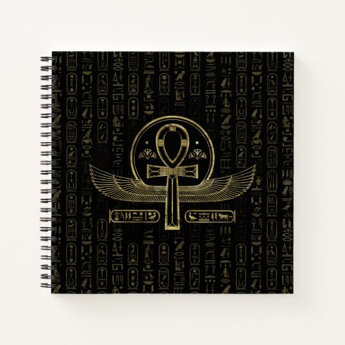 Egyptian Cross _ Ankh _ Gold and black Notebook