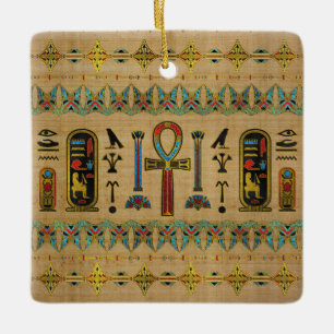 Egyptian Cross - Ankh Ornament on papyrus