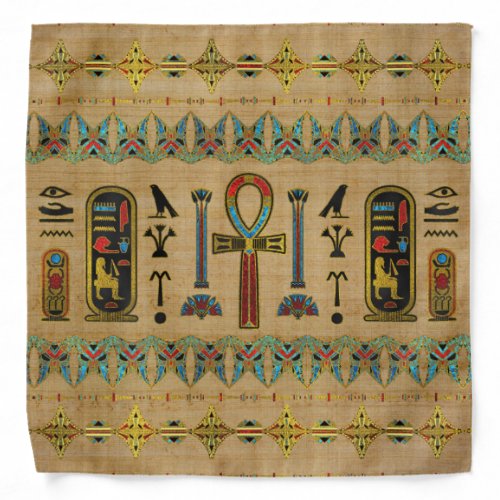Egyptian Cross _ Ankh Ornament on papyrus Bandana