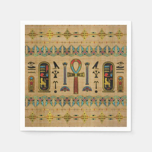 Egyptian Cross _ Ankh Ornament on papyrus Napkins