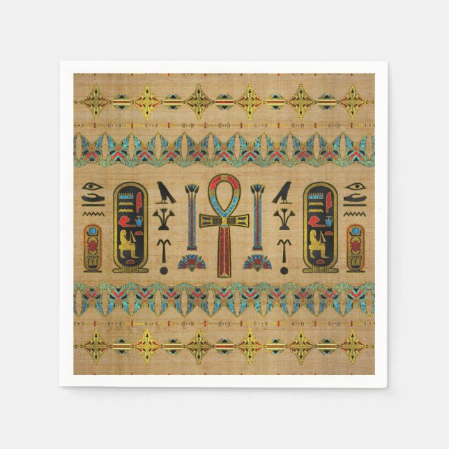 Egyptian Cross - Ankh Ornament on papyrus Napkins (Front)