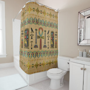 Egyptian Cross - Ankh Ornament on papyrus Shower Curtain