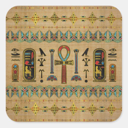 Egyptian Cross _ Ankh Ornament on papyrus Square Sticker