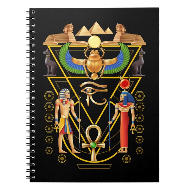 Egyptian Culture Scarab Artifact Ankh Horus Eye Notebook (Front)