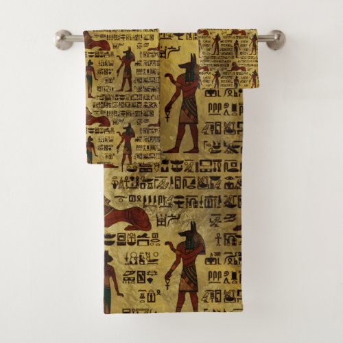 Egyptian Decorative hieroglyphics Pattern Bath Towel Set