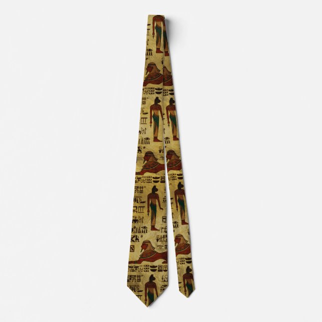 Egyptian Decorative hieroglyphics Pattern Neck Tie (Front)