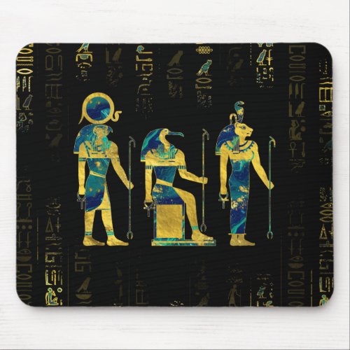 Egyptian Deities  on hieroglyphics gold and marble Mouse Pad