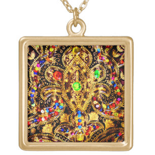 Egyptian Dress Pattern Gold Plated Necklace