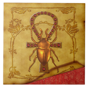 Egyptian Elegance Optical Folk Art Ceramic Tile