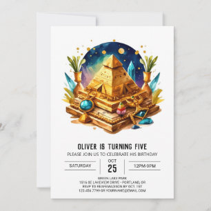 Egyptian Elegant Watercolor Pyramids Birthday Invitation