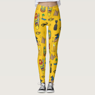Egyptian elements, Anubis, pyramids pattern. Leggings