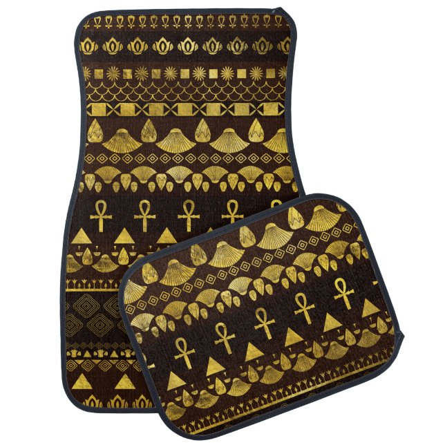 Egyptian Ethnic Pattern gold on rich browns Car Floor Mat (Set)