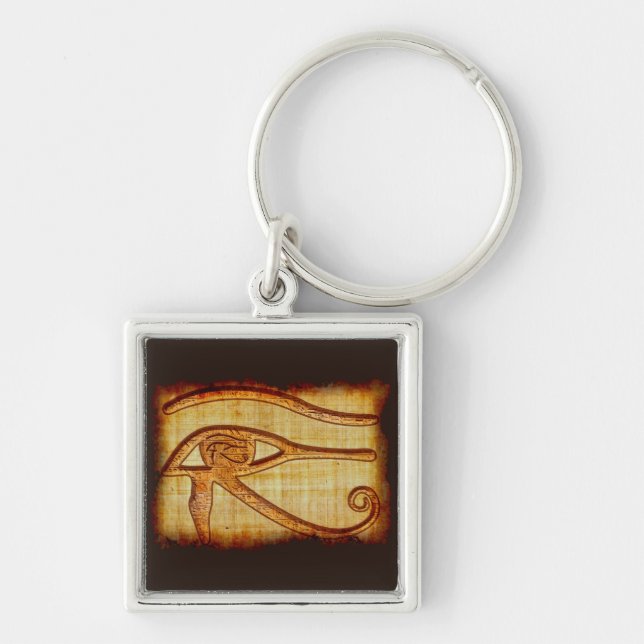Egyptian Eye of Horus Ancient Papyrus-effect Art Keychain (Front)